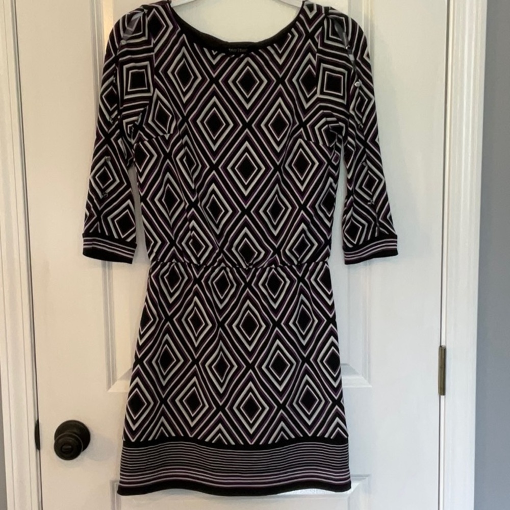 White House Black Market Black and White Geometric Dress